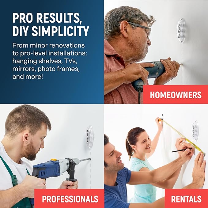 Powerful Magnetic Stud Finder (Upgraded Version) Reinforced with 3 Neodymium Magnets - Durable, No-Battery Stud Detector Tool – Deep Detection of Wood & Metal Studs in Drywall (Not for Plaster Walls)