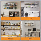 1x6 ft Garage Shelving, 2-Pack Wall-Mounted Shelves for Garage, Kitchen, Pantry Storage, 600 lbs Total Load Capacity Shelving, Black