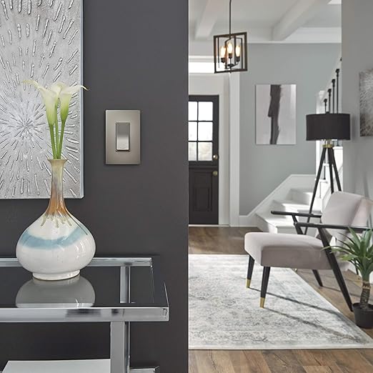 Legrand - Pass & Seymour 15 Amp Light Switch with Rocker Wall Switch, Nickel Single Pole Rocker Light Switch, TM870NICC10, 1 Count (Pack of 2)