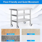 Stainless Steel Caster Wheels 4 inch, 3/8"-16x1 Threaded Stem Locking Casters Set of 4, Non-Marking Slient TPR Rubber Wheels for Furnitures,Restaurants,Labs,Hospital