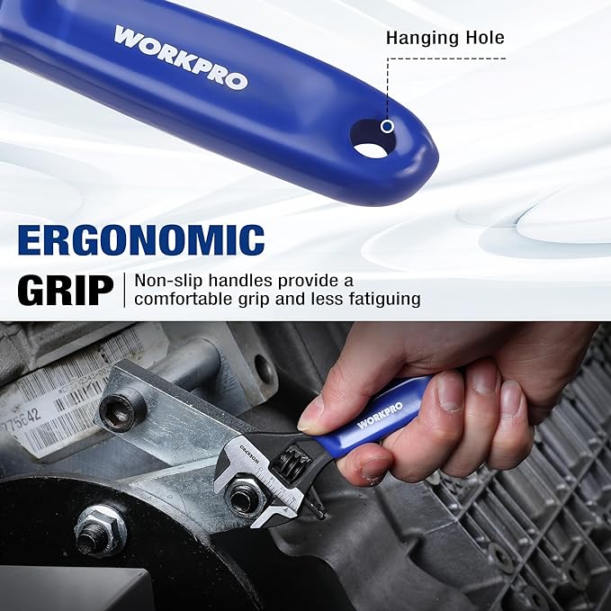 WORKPRO 4-Inch Mini Adjustable Wrench, Cr-V Steel Wide Jaw Black Oxide Wrench for Small Nuts, Metric & SAE Scales, for Home, Workshop and DIY