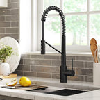 KRAUS Oletto Commercial Style Single Handle Pull Down Kitchen Faucet with QuickDock Top Mount Installation Assembly in Matte Black, KPF-2631MB