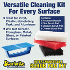 STAR BRITE Scrub Pad Kit - 3 Different Textured Scouring Pads & Interchangeable Handle (040023PW)