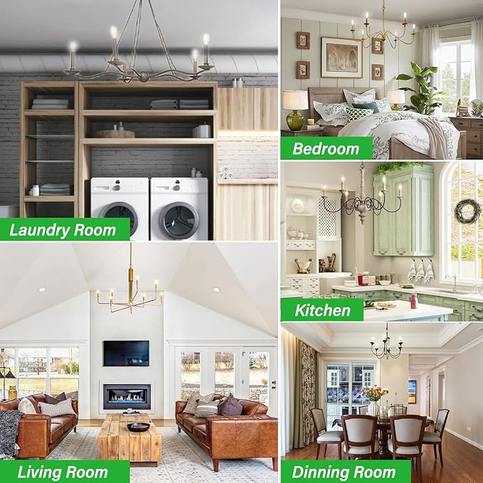 VOLIVO 24 Pack Chandelier LED Bulbs,B11 Candelabra 4.5W, 60 Watt Equivalent, 5000K Clear Glass Filament, E12 Standard Base,Daylight,Classic Edison Fan (Non-dimmable)