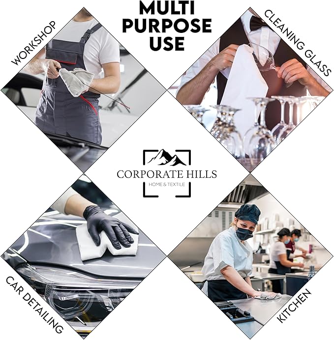 100% Cotton Terry Towels - Pack of 500 (12x12 Inches) White Cotton Terry Cloth Bar Rags, Multipurpose High Absorbent Cleaning Cloths for Auto Detailing or Painters