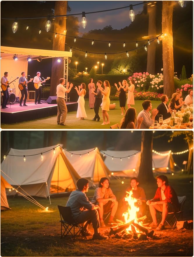 25 Pack C9 Replacement Bulbs, 7W Incandescent Clear Night Light Bulbs for Outdoor String Lights, Clear Christmas Bulbs for Porch, Patio, Garden, Wedding Decor, Warm White, E17 Intermediate Base