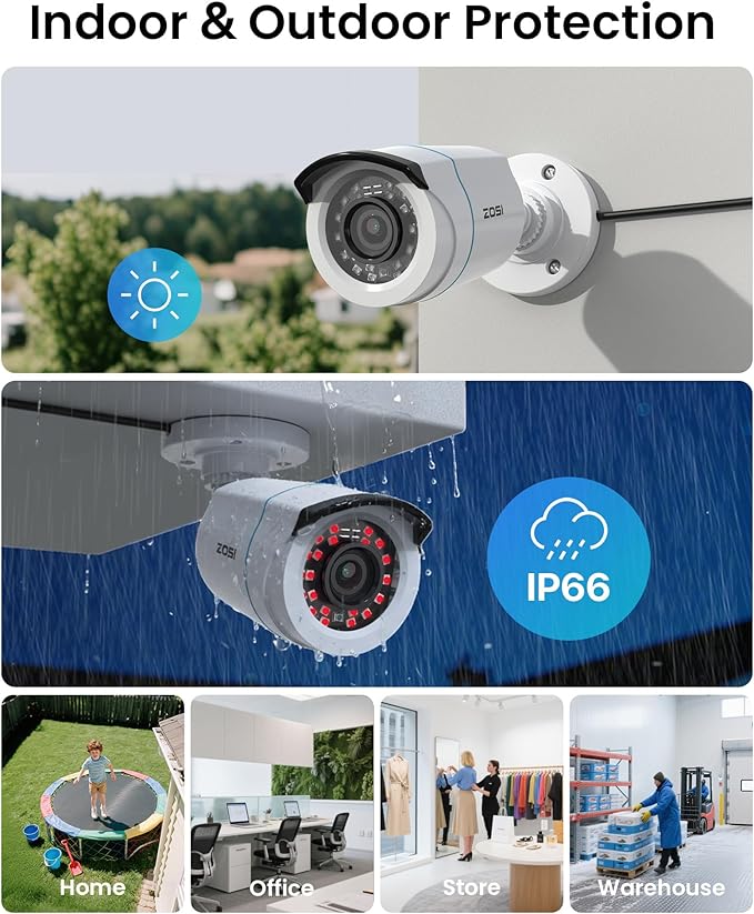 ZOSI H.265+ Full 1080p Home Security Camera System with AI Human Vehicle Detection, 8 Channel 5MP-Lite CCTV DVR (No HDD), 4 x 1080p Weatherproof Surveillance Camera Outdoor Indoor, 80ft Night Vision