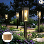Philips 8 Packs Solar Pathway Lights Outdoor, Glass Metal Led Garden Landscape Lightings, 3000K Warm White, Waterproof for Decor Yard, Walkway, Patio, Driveway, Lawn