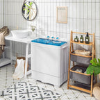 LDAILY Portable Washing Machine, 26 lbs Capacity Twin Tub Washer and Spin Dryer, Semi-automatic Laundry Washer with Built-in Drain Pump, Portable Washer and Dryer for Apartment, Dorm & RV