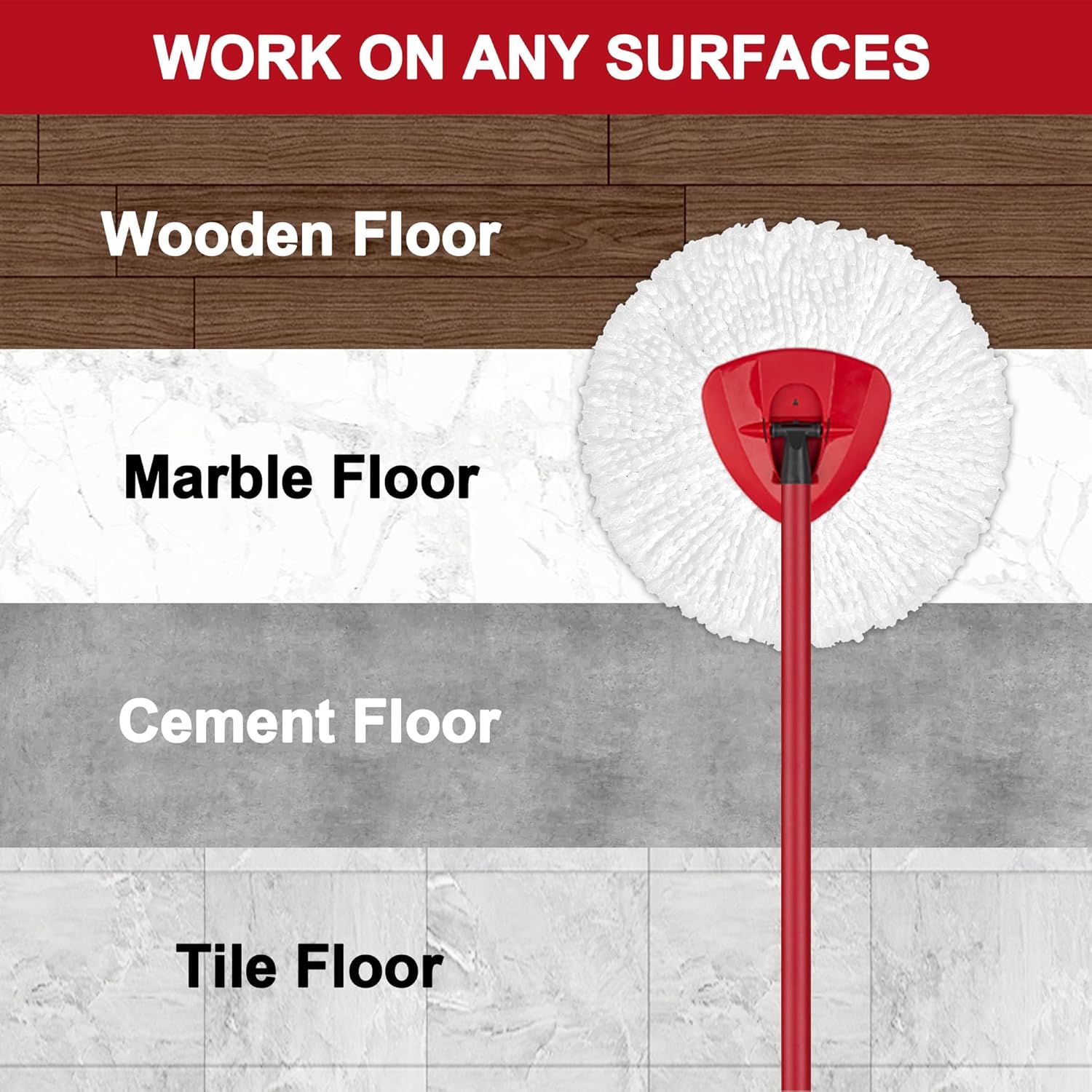 4 Pack Mop Heads Replacements for O-Ceda Easy Wrin Spin System, Microfiber Refills, Easy Cleaning Mop Repalce Head