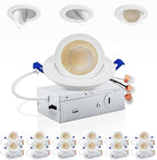 Adetu 3 Inch Gimbal Led Recessed Lighting, 360°+90° Adjustable Directional Recessed Lights, 2700K/3000K/3500K/4000K/5000K Dimmable Retrofit Eyeball Can Lights with Jbox,ETL (White, 12 Pack)