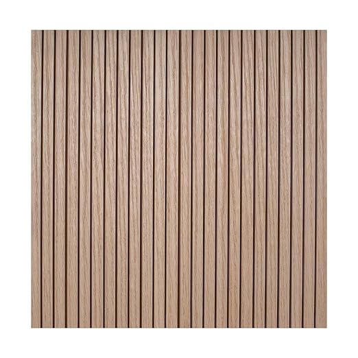 Outwater 4ft Wide x 8ft High x 5/32in Thick Unfinished Red Oak Veneer Decorative Wall Tambour Panel with 1/2in 30-Degree Groove Slats – Flexible, Customizable, and Easy-to-Install