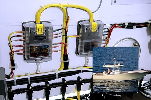Blue Sea Systems 5025 ST Blade Fuse Block 6 Way Circuits with Negative Bus and Cover, 100 Amps