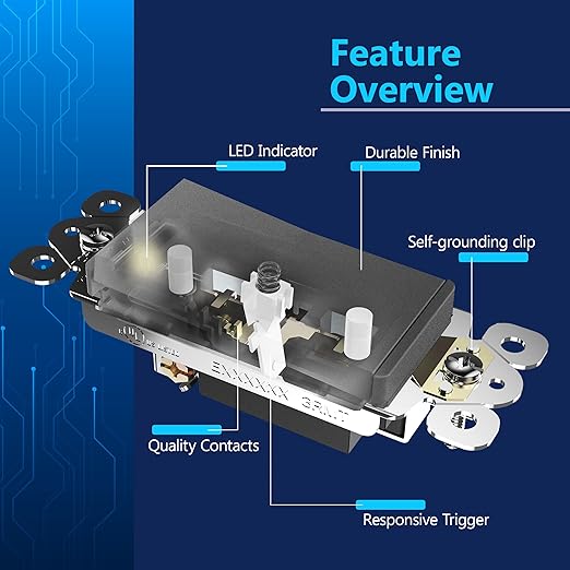 LIDER Minimalist Design Matte Finish Lighted Decorator Switch, Frameless Paddle Light Switch with Locator Light, Grounding Screw, 15A 125V, UL Listed, LS15-1P-SG5P, Space Gray, 5 Pack