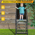 RV Steps with Handrail, Hot Tub Steps with Handrail, Portable Stairs Steps for 5th Wheel RV, Mobile Home Stairs Outdoor RV Step (5 Steps with 2 Handrails)