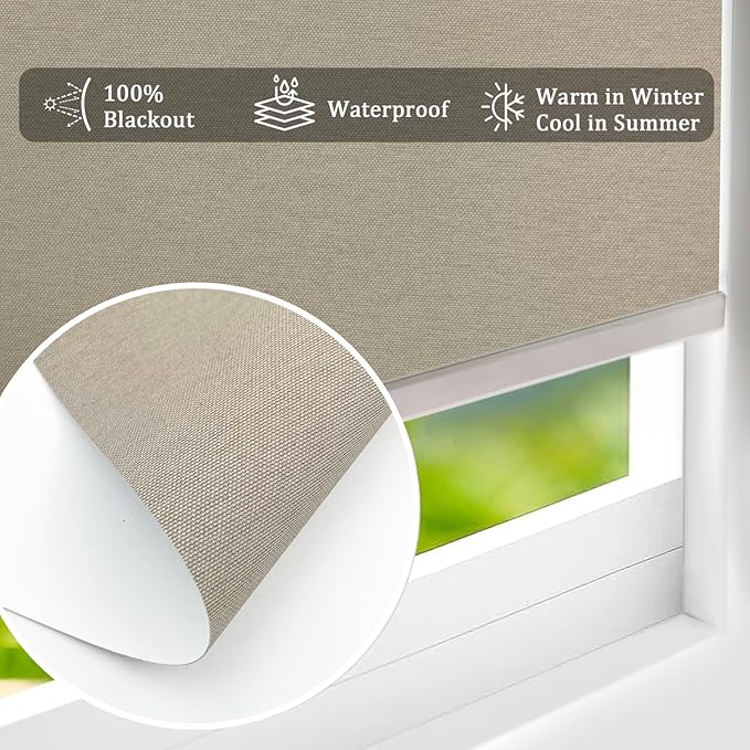 Motorized Blinds with Remote Cordless Automatic Motorized Shades Custom Blinds for Windows Smart Curtains Compatible with Alexa Google Home(Blackout Sweet Latte,Custom Size)