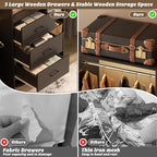 Aheaplus Closet System, Closet Organizer with 3 Wooden Drawers, 8FT Closet Organizer System, 96’’ Walk-in Closet Wardrobe Clothes Rack with Hanging Rods, Adjustable Garment Rack, Fits 5.3-9 ft, Black