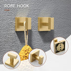 TQKAG 7-Pieces Brushed Gold Bathroom Hardware Accessories Set 23.6" SUS304 Stainless Steel Towel Bar Set Toilet Paper Spare Rolls Storage Holder Wall Mounted