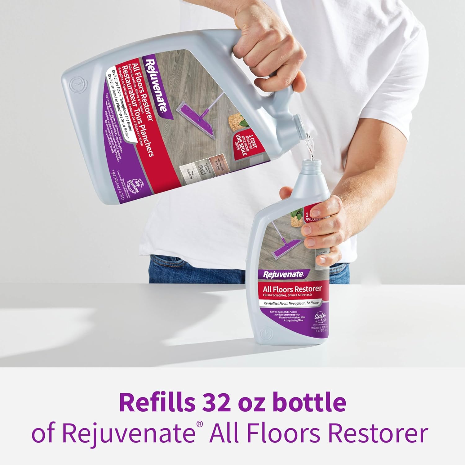 Rejuvenate All Floors Restorer and Polish Fills in Scratches Protects & Restores Shine No Sanding Required