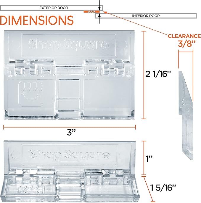 Sliding Glass Door Lock for Home Safety - Sliding Patio Door Locks, Child Safety Slide Window Stopper, Extra Strong Adhesive