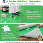 39" x 50' Heavy-Duty Floor Protection | Construction Grade Carpet Protector | Drop Cloth Plastic Film for Hardwood Floors | Waterproof Painters Covering with No Residue (Green)