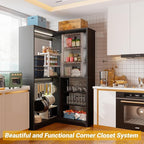 Unikito Corner Closet System, 36” Large Freestanding Closet Organizer Tower with 2 Hanging Rods and Storage Shelves, Sturdy Walk in Closet Kit for Bedroom and Entryway, 36" W x 36" D x 80" H, Black