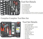 Campfun 899PCS Household Tool Kit with Complete Hand Tools, Mechanic Rolling Tool Set for Home & Auto Repair, White