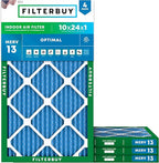 Filterbuy 10x24x1 Air Filter MERV 13 (MPR 1900) Health Defense Replacement (4-Pack), Electrostatic Pleated HVAC AC Furnace Filters, Made in USA (Actual Size: 9.50 x 23.50 x 0.75)