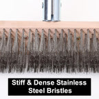 MAXMAN Stainless Steel Wire Scrub Brush with Long Handle, 63" Heavy Duty Large Wire Brush, Stiff Metal Bristle Floor Scrubber, Outdoor Patio Cleaning, Wire Broom for Deck, Concrete, Moss Removal