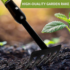 Small Rake Garden Rake Hand Rakes, Ajustable Handle Gardening Hand Cultivator Garden Tool with Non Slip Handle Hand Weeder Tool for Weeding Tilling Soil Planting