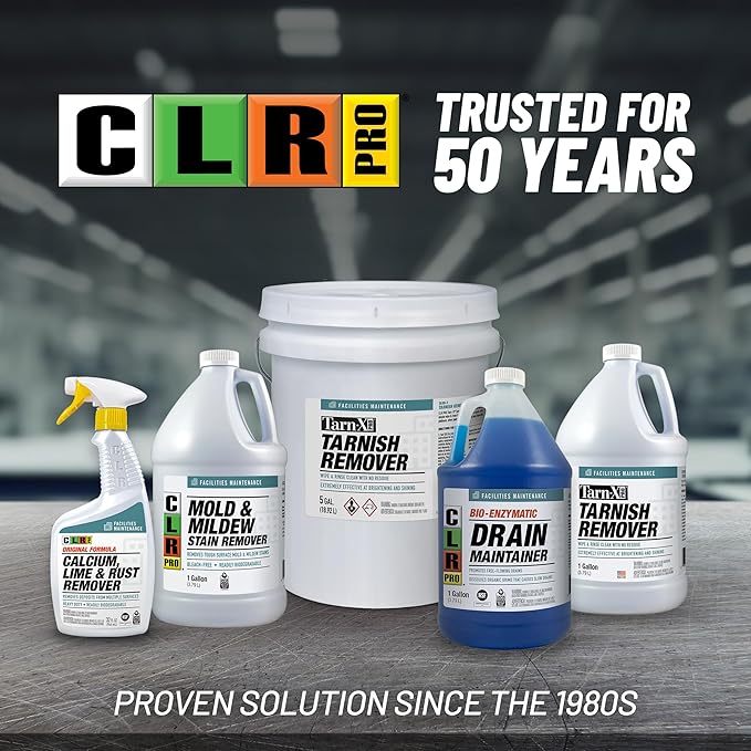 CLR PRO Heavy Duty Bleach-Free Mold and Mildew Stain Remover, 1 Gallon Bottle, Unscented Multi-Surface Stain Remover, Works on Tile, Wood, Concrete, Glass and More