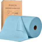 KitchLife Microfiber Cleaning Cloth Roll, 100 Pack - Tear-Away Microfiber Paper Towels, Lint-Free, Reusable, Washable for Kitchen, Car, Dishes, and Sensitive Surfaces (Blue)