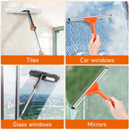 Chabatree Window Squeegee Cleaner Set 2-in-1 Window Cleaning Tool with Extendable Pole, Window Cleaning kit with Bendable Head for Indoor & Outdoor Glass for Car Indoor Outdoor High Windows（Kit1.0）