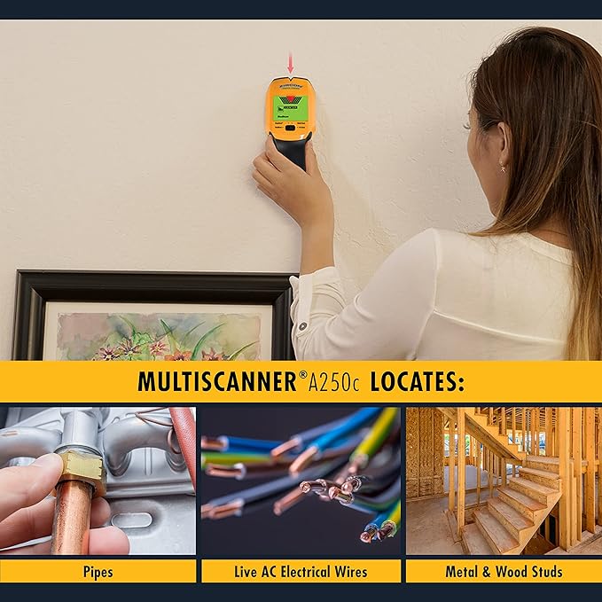 Zircon MultiScanner A250c All-In-One Stud Finder/Metal Detector/Live AC Wire Detection and Scanner