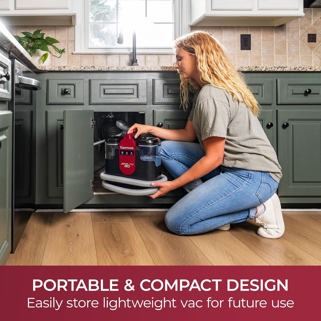 Kenmore KW1050 SpotLite™ Go Portable Heated Carpet & Upholstery Spot Cleaner, 16Kpa Power Suction with Versatile Tools for Pets, Area Rugs and Couches