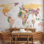artgeist Premium Wall Mural World Map 98x69 in - XXL Non-Woven Wallpaper Fleece Wall Decor Photo Print Picture Image Design Home Map of The World k-B-0001-a-b