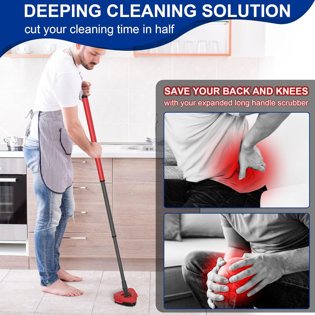 Scrub Brush with Mop Base — Aftermarket Replacement for 2‑Tank Spin Mop Systems, Triangle Scrub Head with Nylon Bristles for Hard Floor Cleaning — 1‑Pack