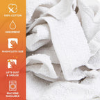 Arkwright W11 Terry Cloth Towels for Cleaning - Soft Cotton Blend Washable Multi-Purpose Bar Mop, Absorbent & Quick Dry, Bag of Rags for Kitchen, Auto Shop, and Garage, 5 lb, White