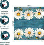 Spring Daisy Rustic Blue Wood Board Mailbox Covers Magnetic Standard Size 21x18 Inch Vintage Floral Summer Waterproof Mail Box Wraps Post Letter Box Covers Garden Yard Outdoor Decor