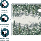 Kawani Winter Watercolor Tree Mailbox Covers Magnetic Christmas Green Pine Tree Forest Mail Box Post Letter Box Cover Standard Size 21x18 Inch for Xmas Holiday Outdoor Garden Yard Decor