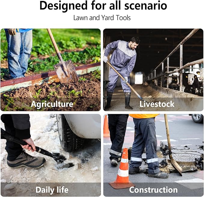 Shovel for Digging, Heavy Duty 57 inch Straight Handled Round Shovel with Non-Slip Tail Cover, Lawn and Yard Tools, Fiberglass Handle(Orange)