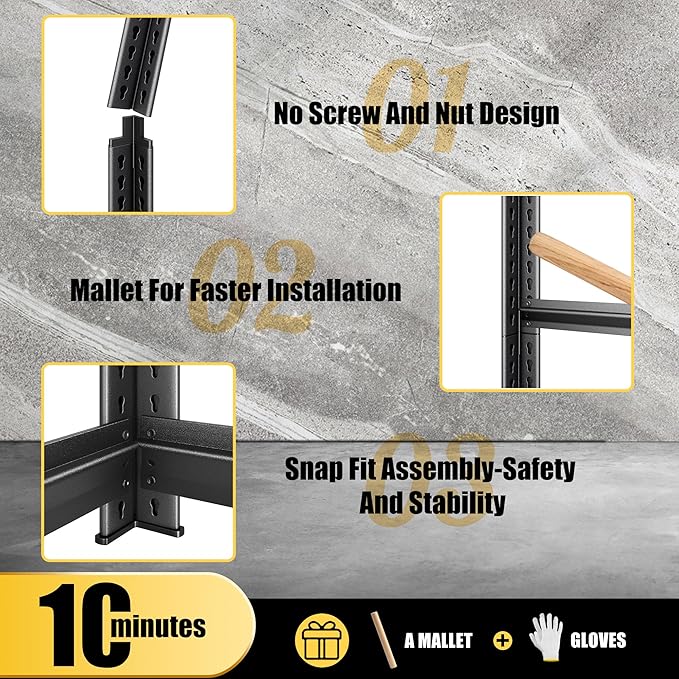 40" W Garage Shelving Heavy Duty, 2250LBS Loads Garage Storage Shelves Heavy Duty, 5-Tier Metal Shelving Units and Storage Racks, Industrial Utility Shelf,40" Wx18 Dx72 H, Black