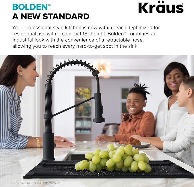 KRAUS Bolden Commercial Style 2-Function Single Handle Pull Down Kitchen Faucet in Spot-Free Stainless Steel, KPF-1610SFS