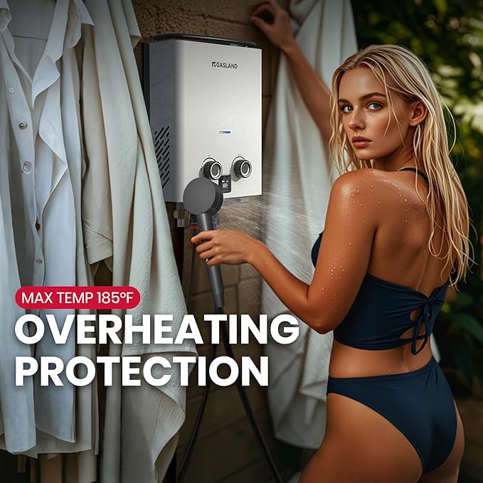 GASLAND 2025 Goshower G5 Portable Small Propane Water Heater | 1.32 GPM, 34,000 BTU | CSA Certified | For Camping, Off-Grid | Digital Display