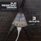 Iron Forge Cable 12 Gauge Extension Cord with Multiple Outlets - Black Heavy Duty Extension Cord 10 ft - 12/3 SJTOW, 3 Prong Lighted Outlet Cords