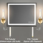 Gold Bathroom Light Fixtures Over Mirror, Vanity Lights Set of 2 with Knurled Texture, Brushed Gold Wall Sconces with Clear Glass Shade, Modern Industrial Bathroom Lighting for Bedroom, Living Room