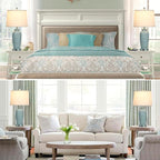 25" Farmhouse Jar Table Lamps Set of 2, 3 Way Touch Control Rustic Bedside Lamps with USB A+C Ports & AC Outlet, Pot Nightstand Lamps for Bedroom Living Room (LED Bulbs Included)