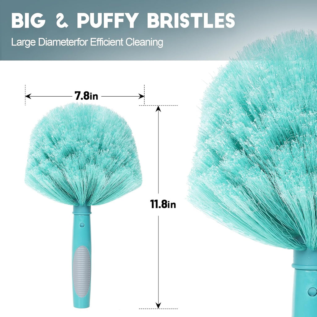 20 Feet High Reach Cobweb Duster with 5-12Ft Extension Pole, Webster Cobweb Duster with 3-Stage Telescopic Aluminum Pole, Spider Web Brush for Outdoor & Indoor Cleaning - Soft Bristles.