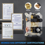 Shower Faucet Set, 12" Ceiling Mount Rainfall Shower System with 2 Rain Shower Head and Multi-function Handheld Head Push Button Diverter Shower Faucet Trim Kit (12", Matte Black)