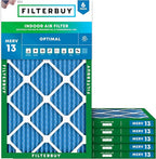 Filterbuy 13x21.5x1 Air Filter MERV 13 (MPR 1900) Health Defense Replacement (6-Pack), Electrostatic Pleated HVAC AC Furnace Filters, Made in USA (Actual Size: 12.88 x 21.50 x 0.75)